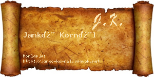 Jankó Kornél névjegykártya